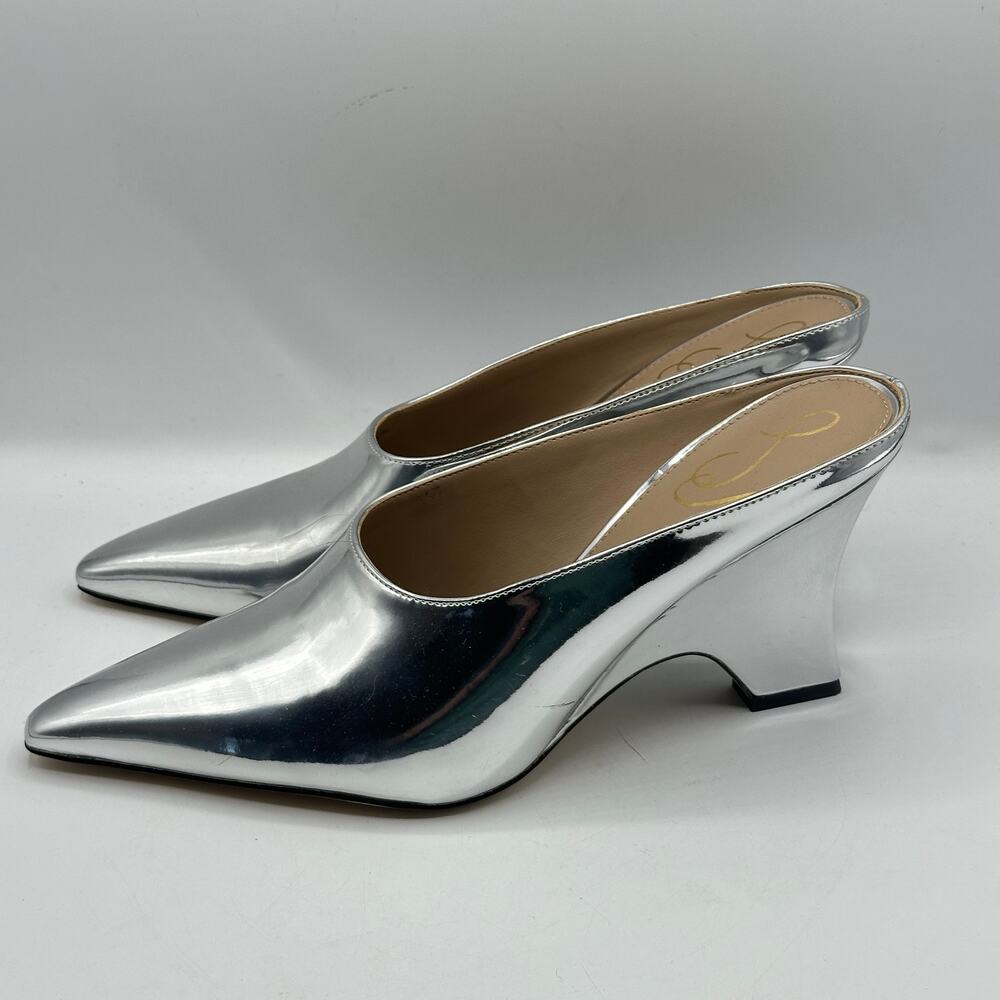 SAM EDELMAN Vonn Heeled Mule Metallic Silver Sz 10 $150 - Picture 4 of 7